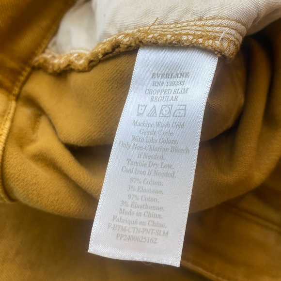 Everlane Cropped Slim Jeans Regular Straight Gold Brass Wash Denim Size 6 - Picture 9 of 9